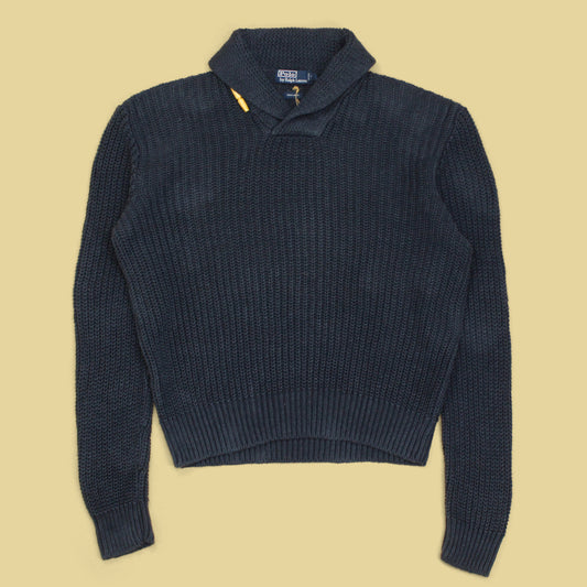 Polo Ralph Lauren Indigo Linen Shawl Collar Sweater