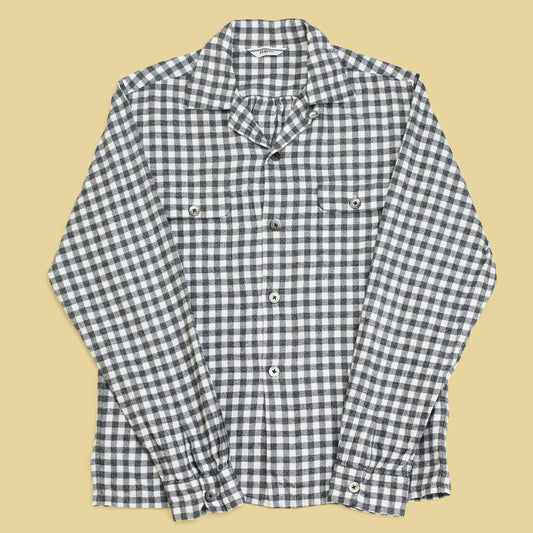 Fujito Gingham Cotton Flannel Camp Collar Button Up Shirt