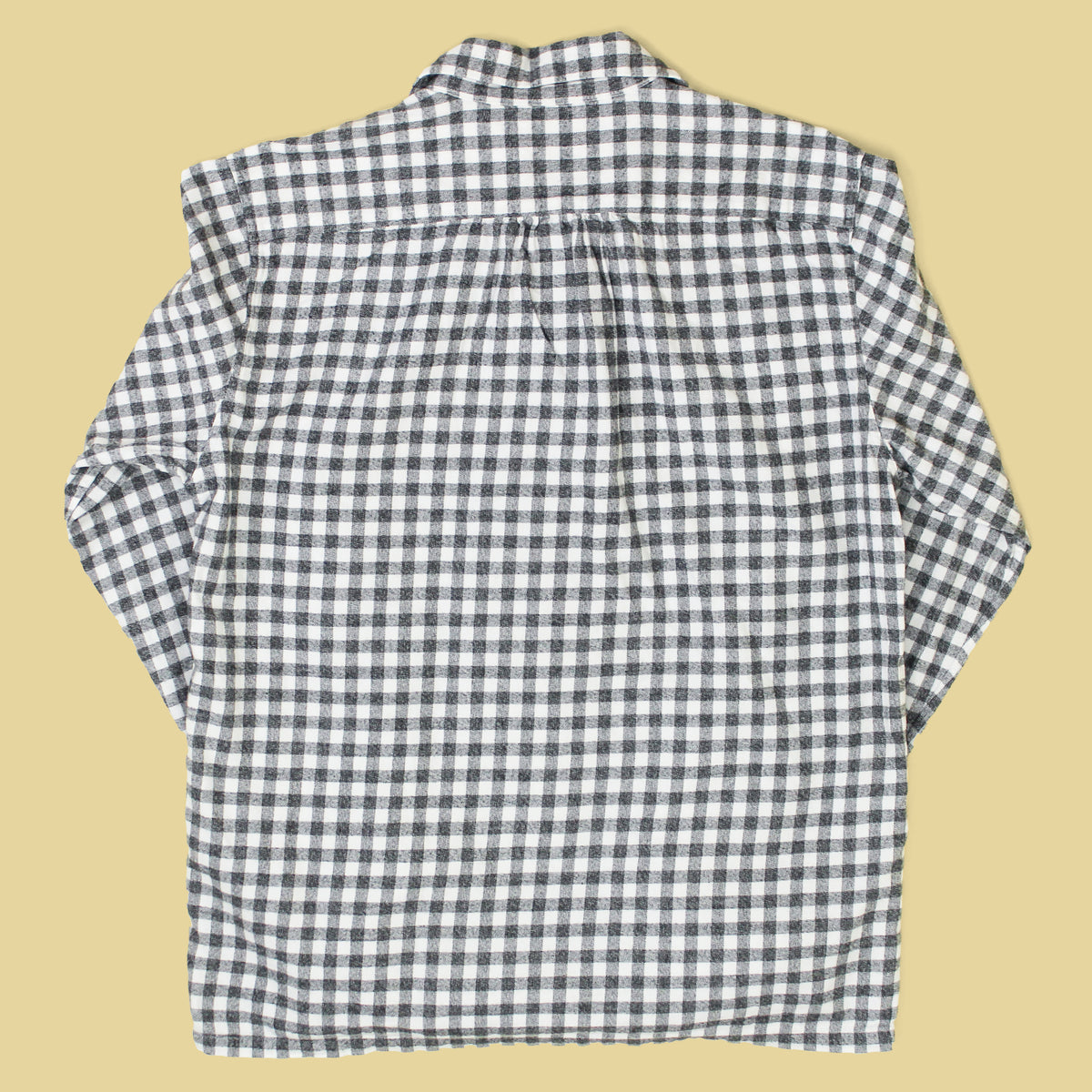 Fujito Gingham Cotton Flannel Camp Collar Button Up Shirt