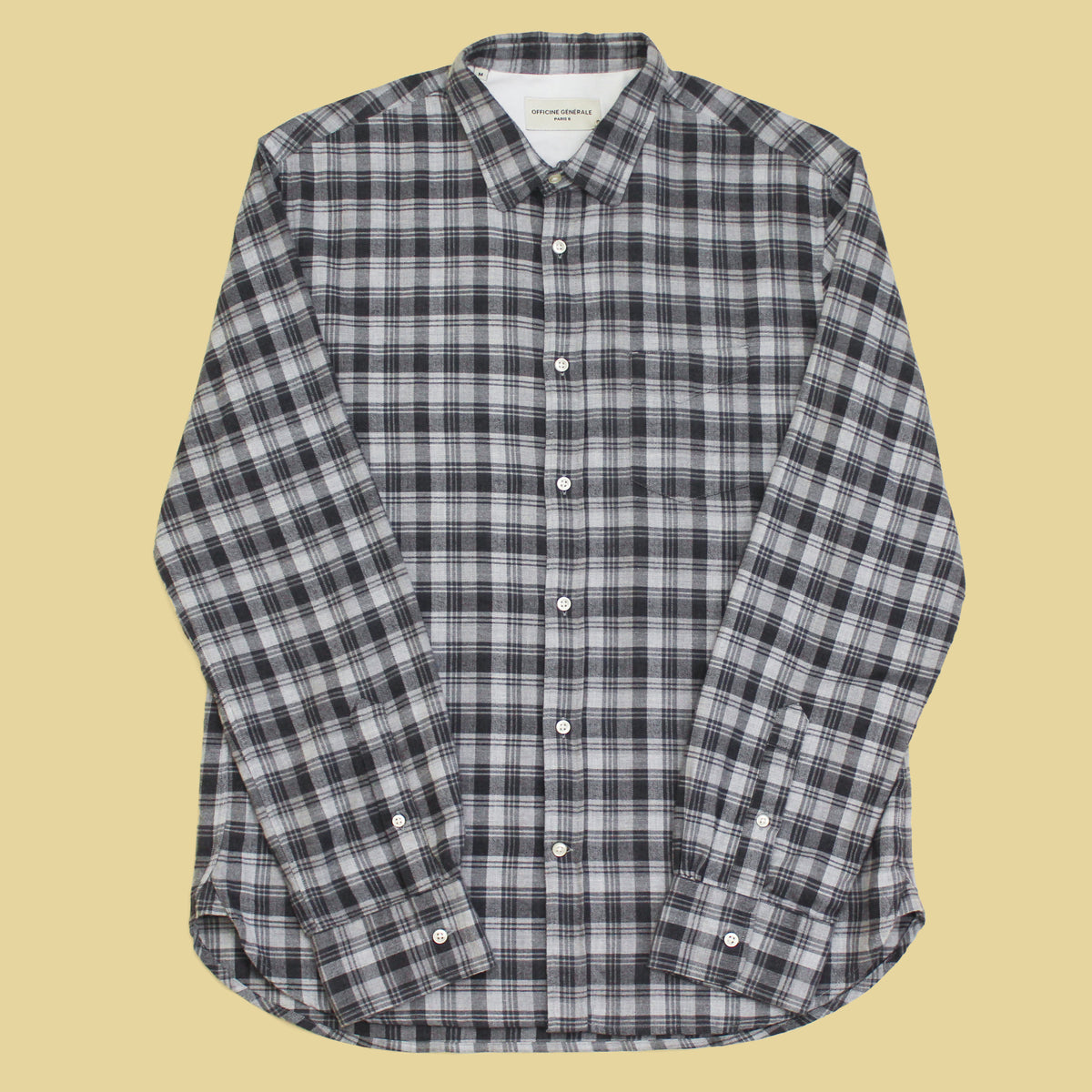 Officine Générale Lipp Check Brushed Cotton Flannel Button-Up Shirt