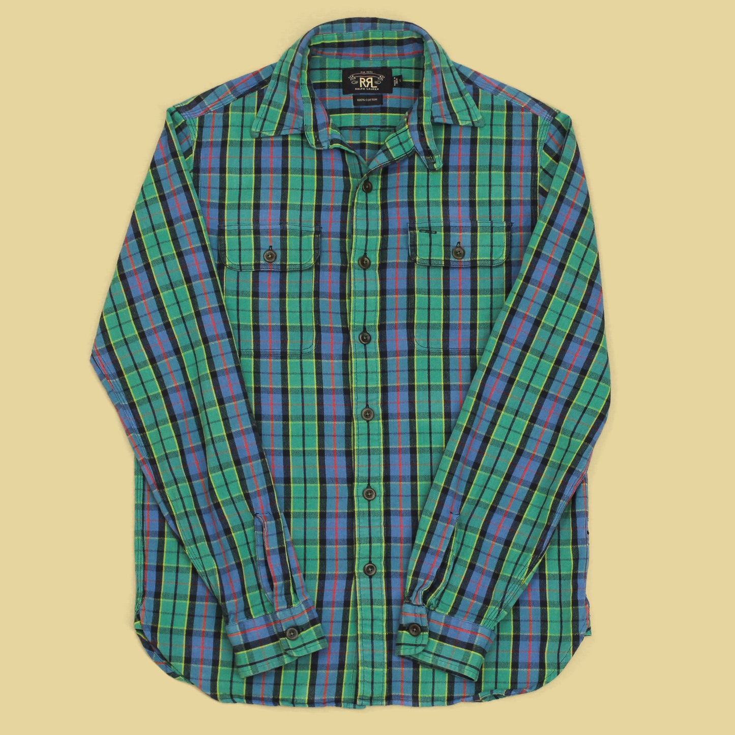 RRL Plaid Cotton Flannel Work Shirt