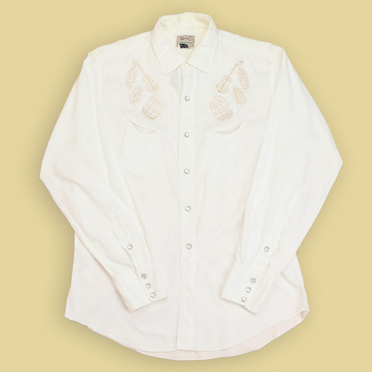 H Bar C Embroidered Cotton Pearl Snap Western Shirt