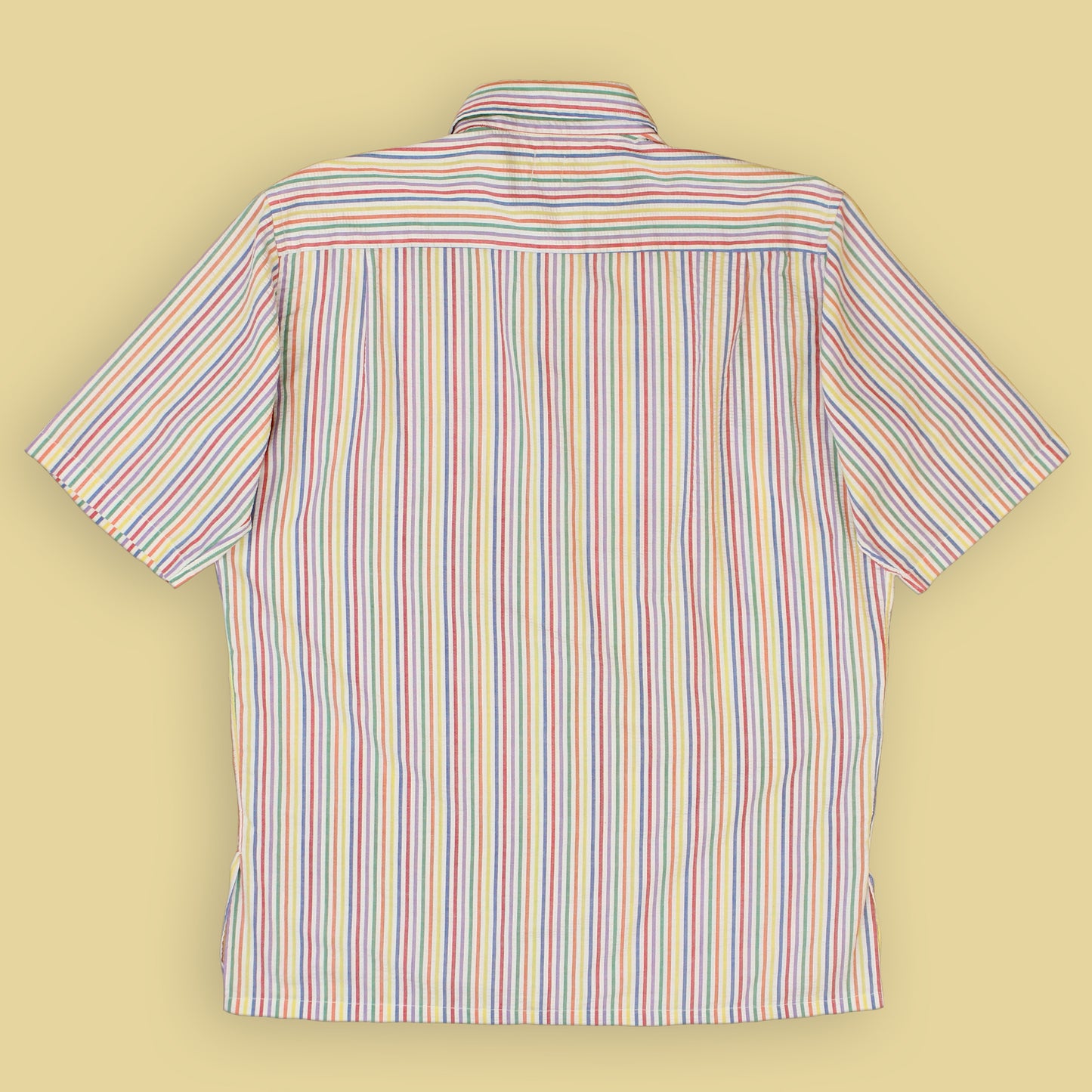 Brooks Brothers Rainbow Stripe Seersucker Short Sleeve Button-Up