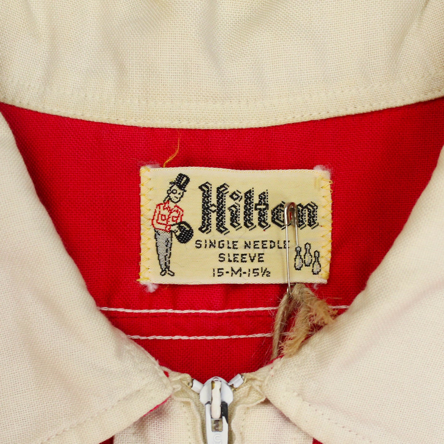 Hilton "Slick's Barber Shop" Chainstitch Embroidered Quarter Zip Bowling Shirt