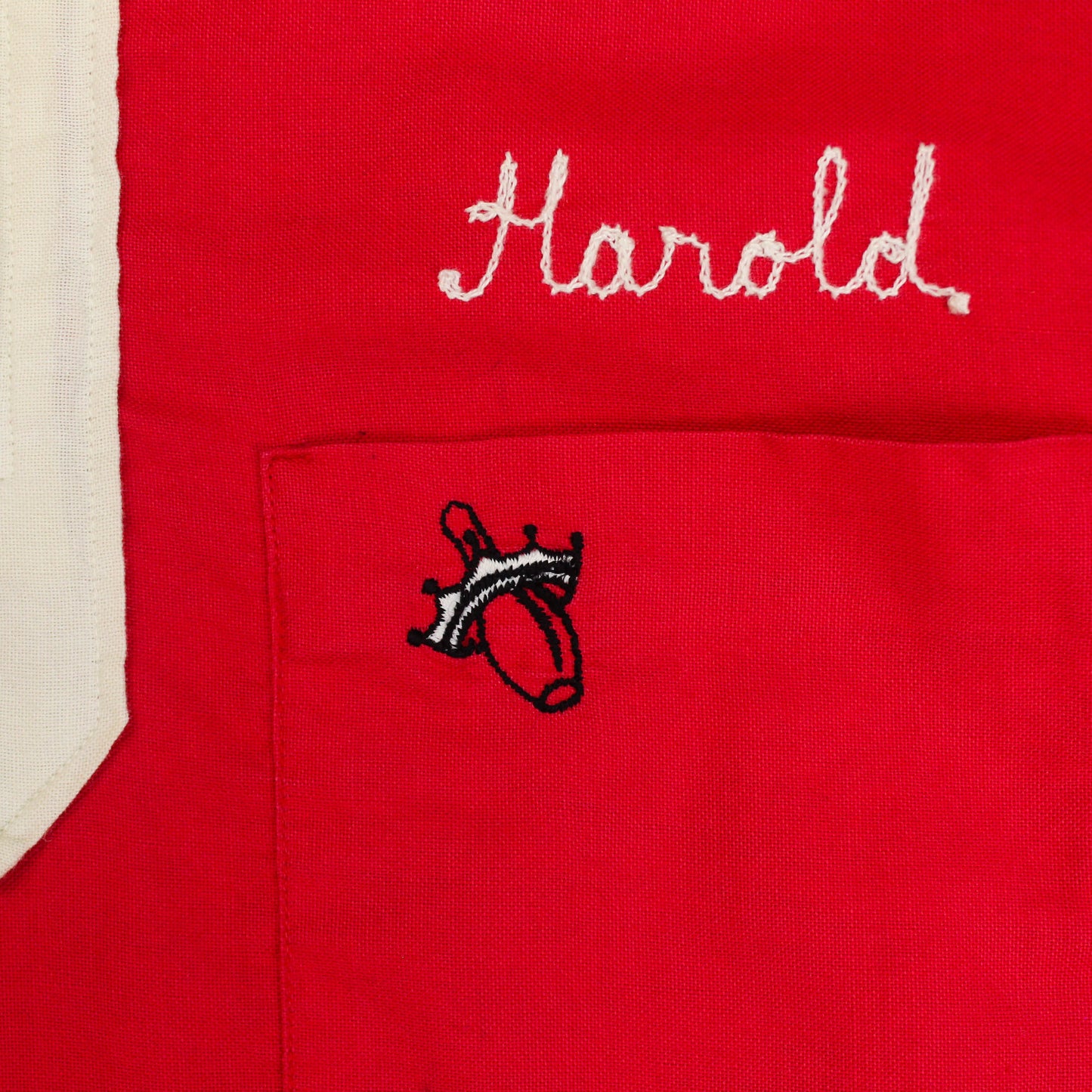 Hilton "Slick's Barber Shop" Chainstitch Embroidered Quarter Zip Bowling Shirt