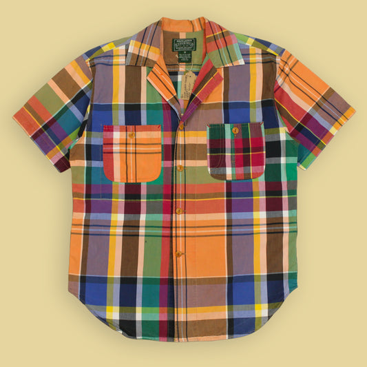 Polo Country Plaid Cotton Camp Collar Short Sleeve Button-Up Shirt