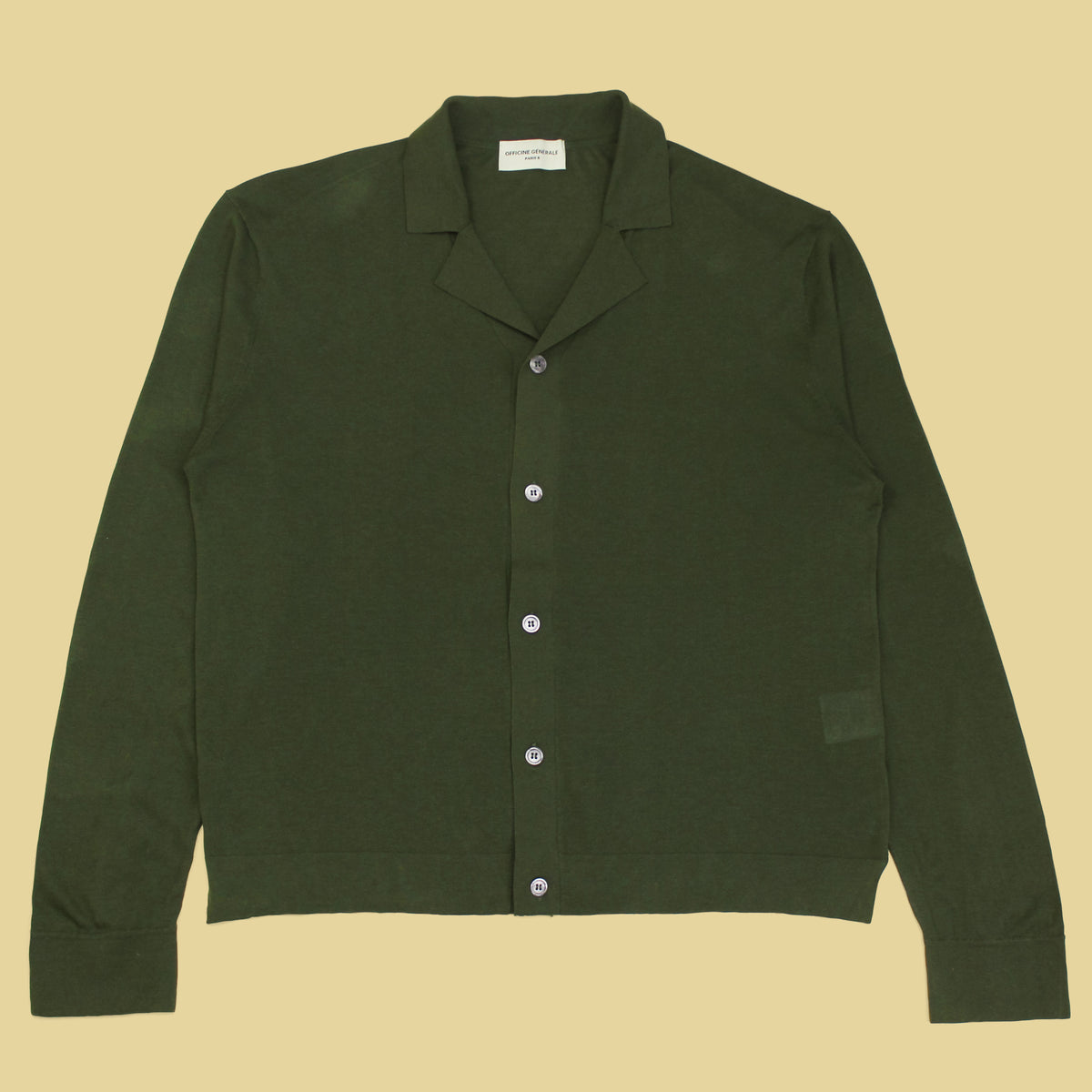 Officine Générale Cotton Lyocell Knit Camp Collar Cardigan