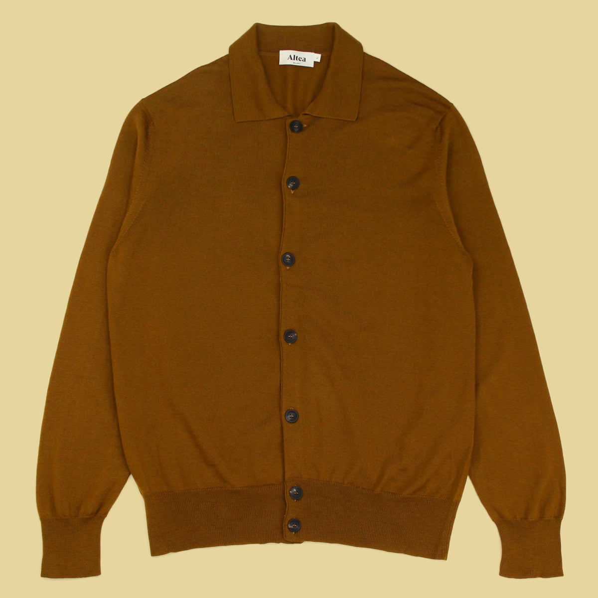 Altea Milano Wool Knit Collared Cardigan