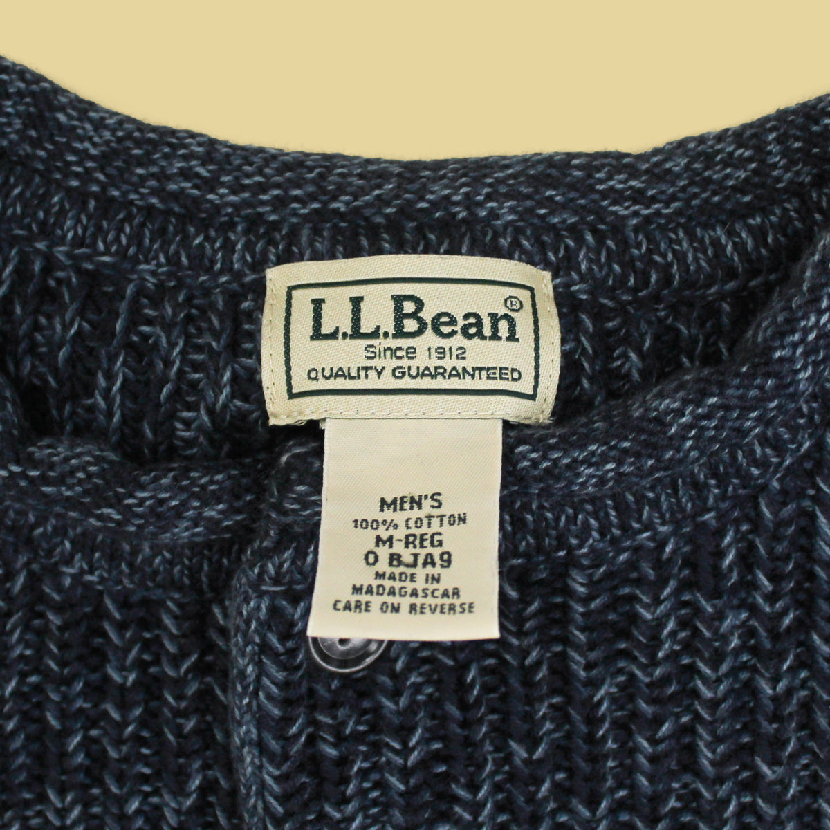 L.L. Bean Ribbed Knit Cotton Henley Rollneck Sweater