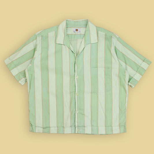 Resco Striped Cotton Camp Collar Short Sleeve Shirt Jacket