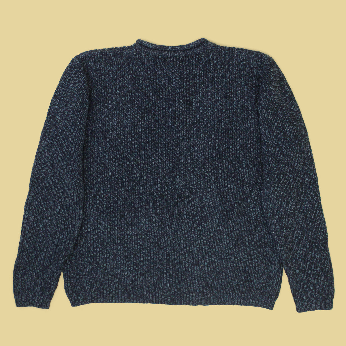 L.L. Bean Ribbed Knit Cotton Henley Rollneck Sweater