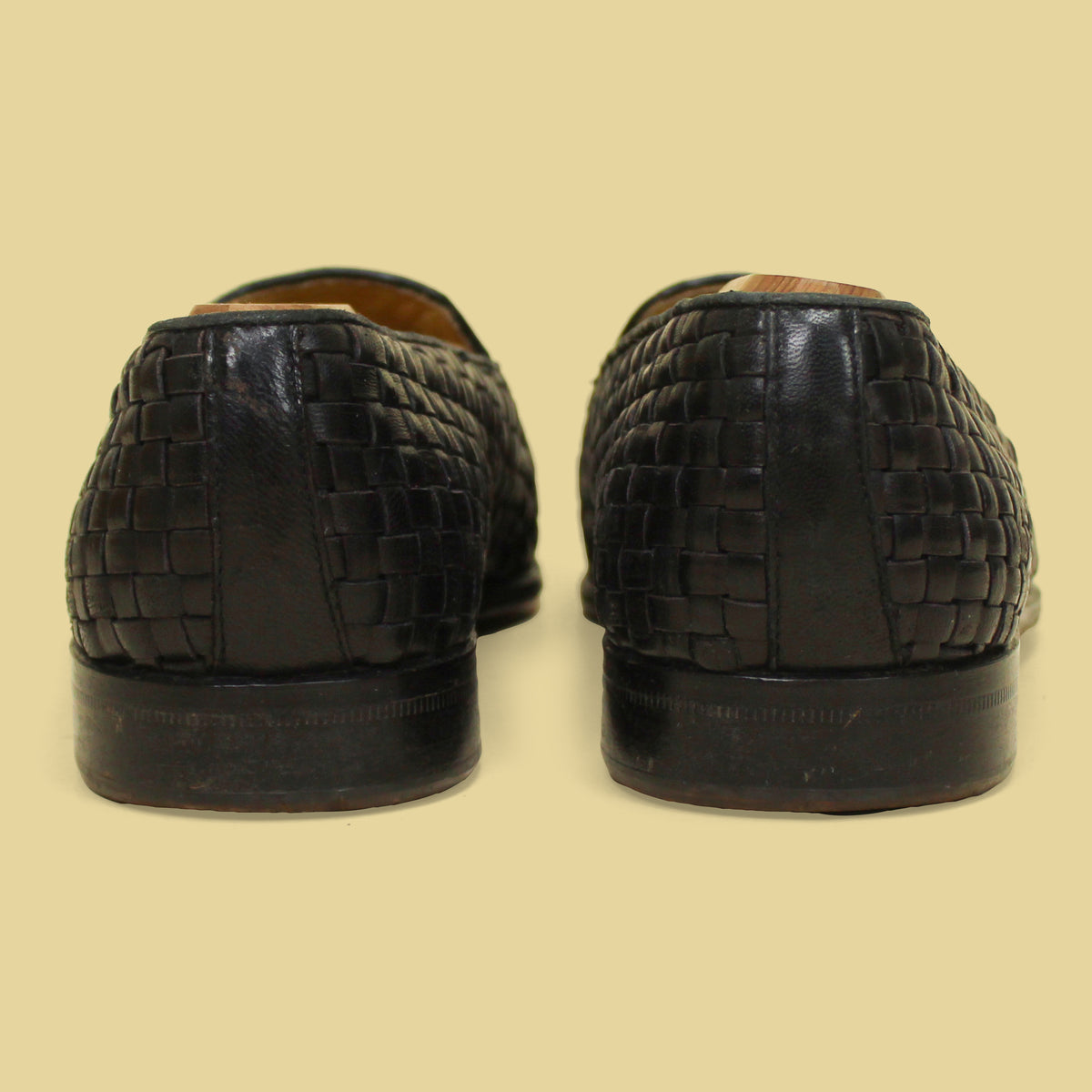 Vintage Cable & Co Black Woven Leather Venetian Loafers 12