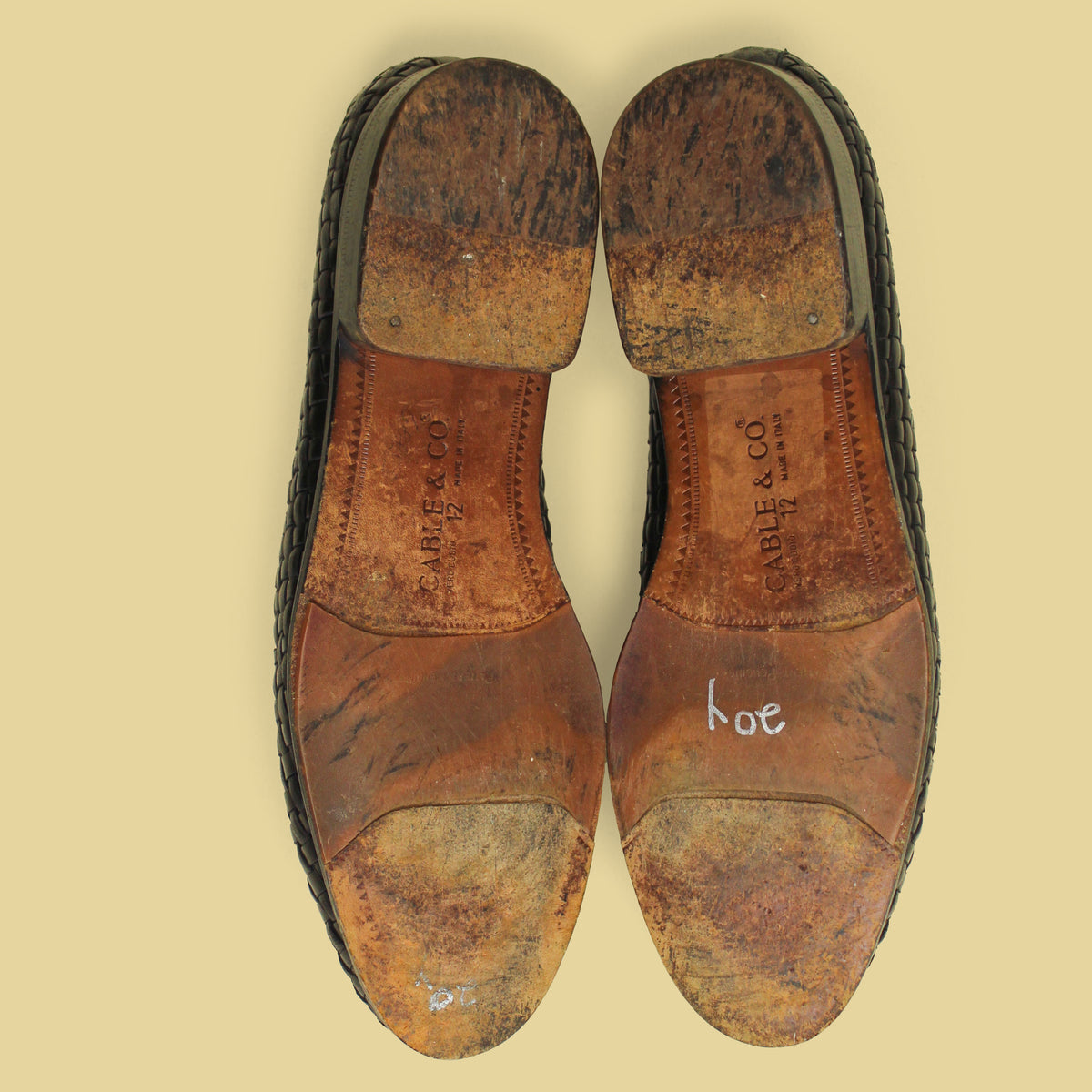 Vintage Cable & Co Black Woven Leather Venetian Loafers 12