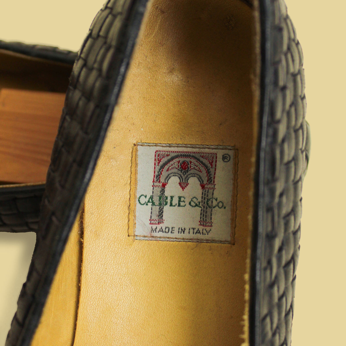 Vintage Cable & Co Black Woven Leather Venetian Loafers 12