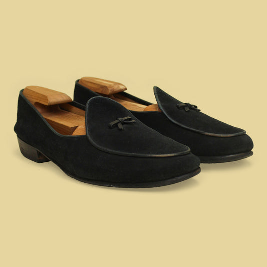 Belgian Shoes Black Suede Loafers 11