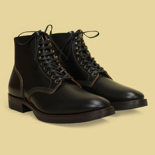 LuosJiet Black Waxed Leather Boondocker Boots 44.5