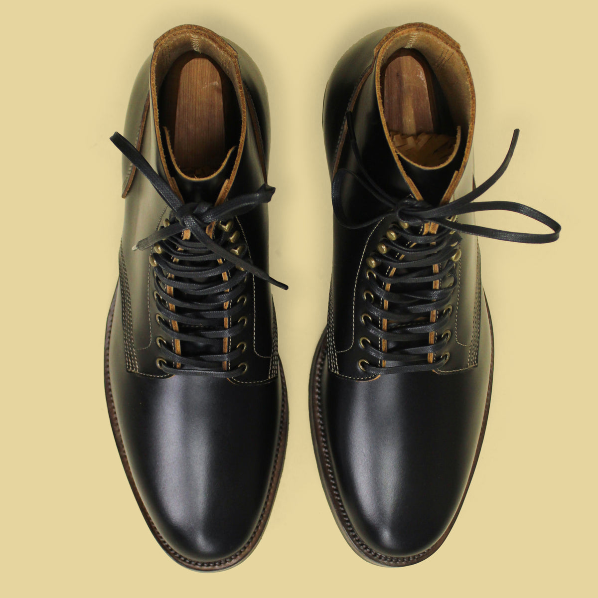 LuosJiet Black Waxed Leather Boondocker Boots 44.5