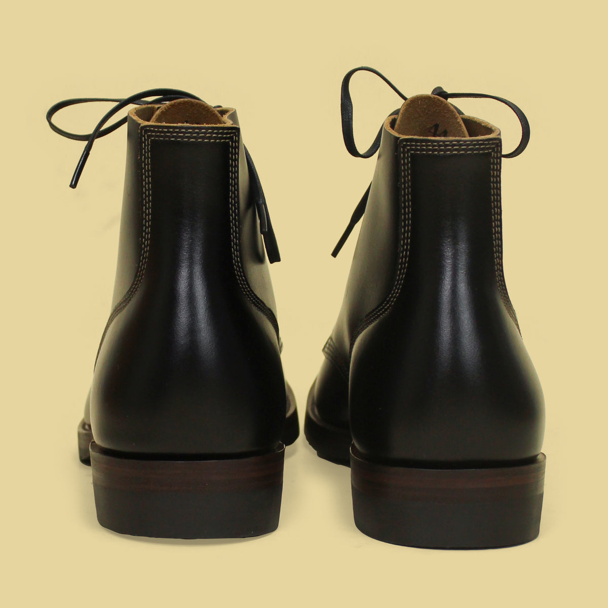 LuosJiet Black Waxed Leather Boondocker Boots 44.5