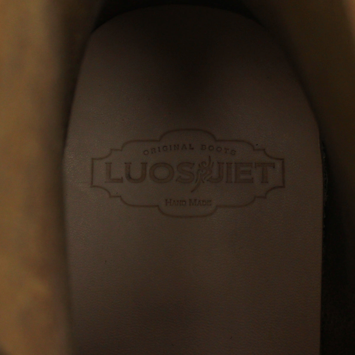 LuosJiet Black Waxed Leather Boondocker Boots 44.5