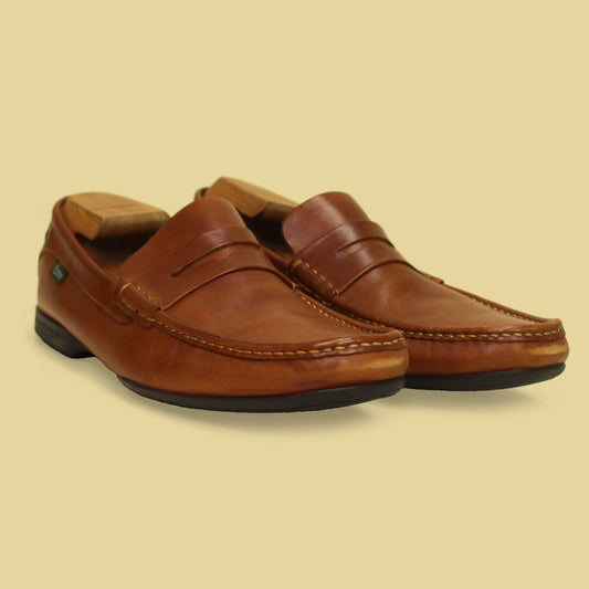 Paraboot Brown Leather Penny Loafer Driving Shoes 9