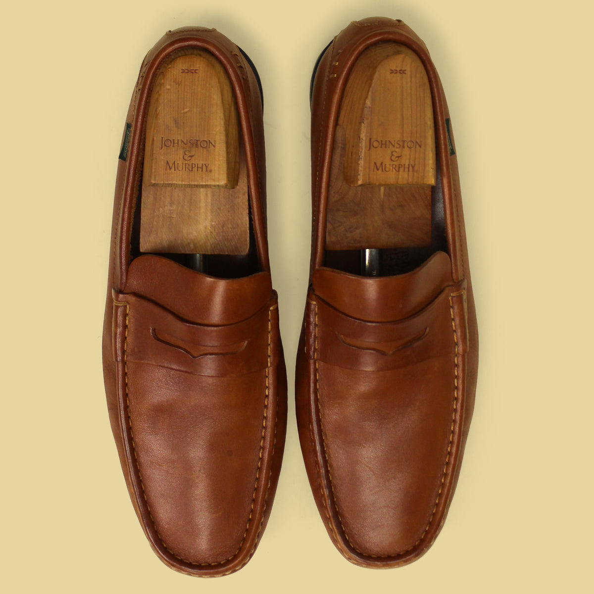 Paraboot Brown Leather Penny Loafer Driving Shoes 9