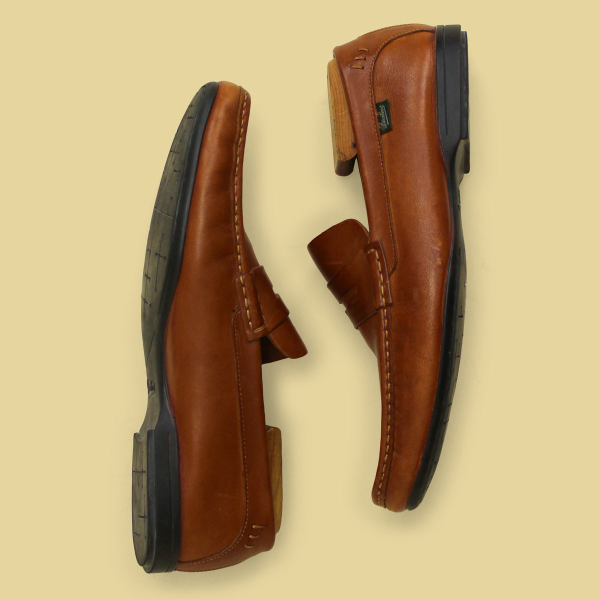 Paraboot Brown Leather Penny Loafer Driving Shoes 9