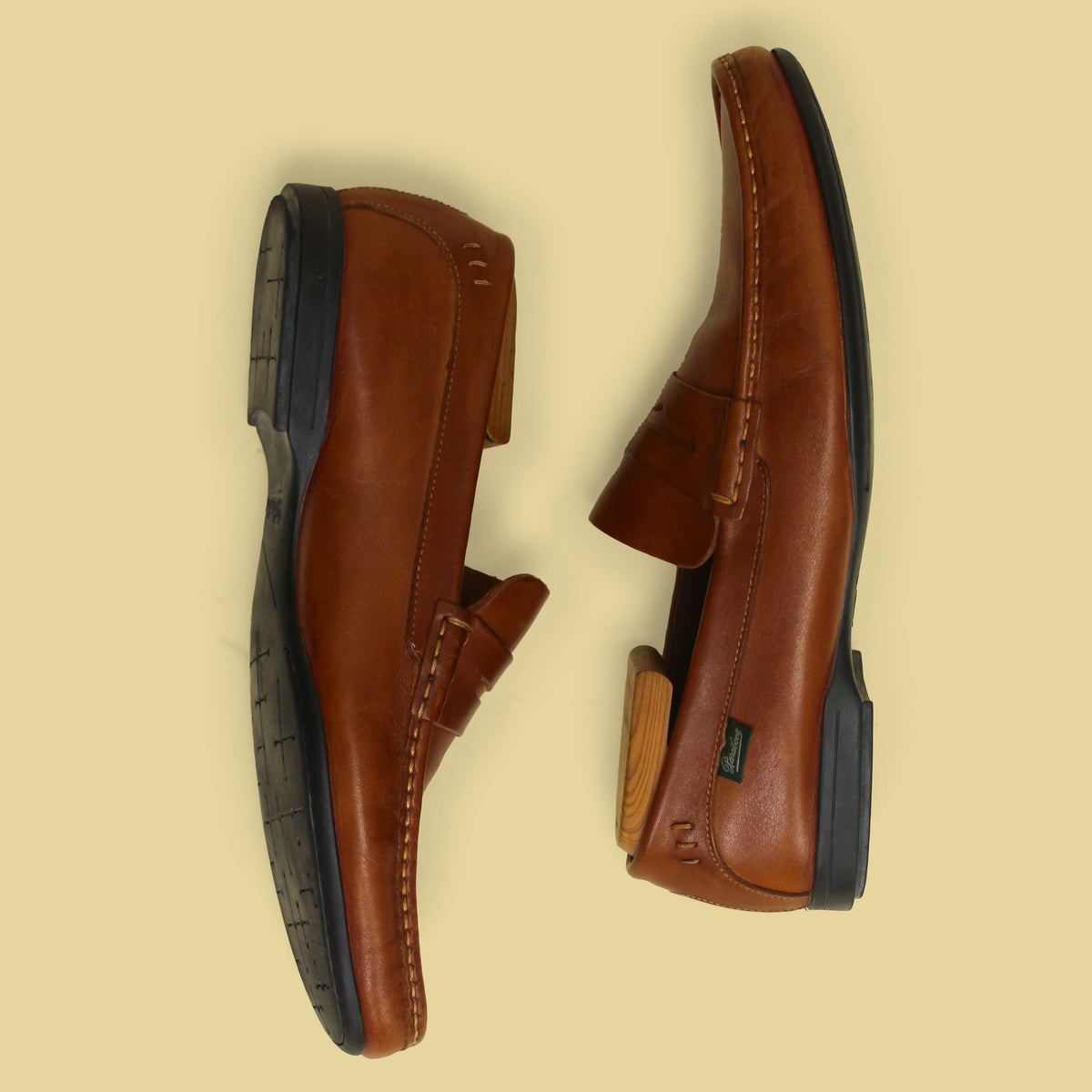 Paraboot Brown Leather Penny Loafer Driving Shoes 9