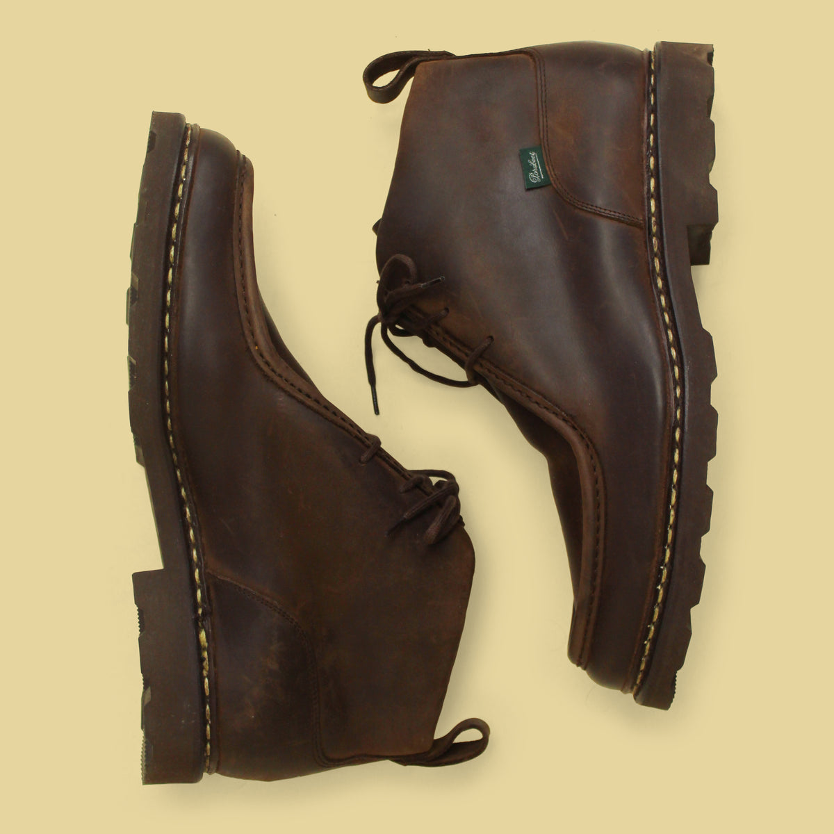 Paraboot Brown Waxed Leather Mucy Marche Boots UK 10.5