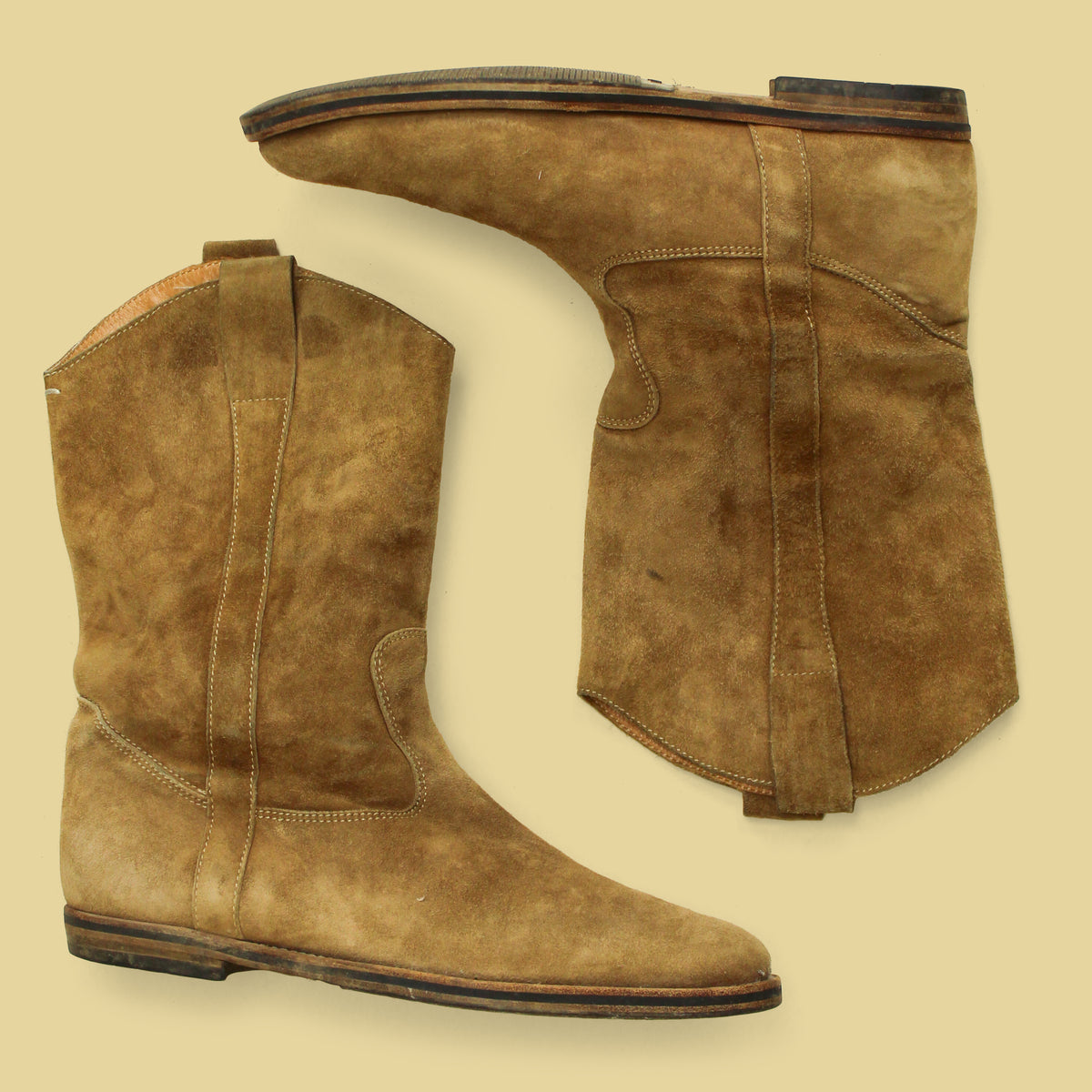 Maison Martin Margiela 22 Tan Suede Western Boots 44
