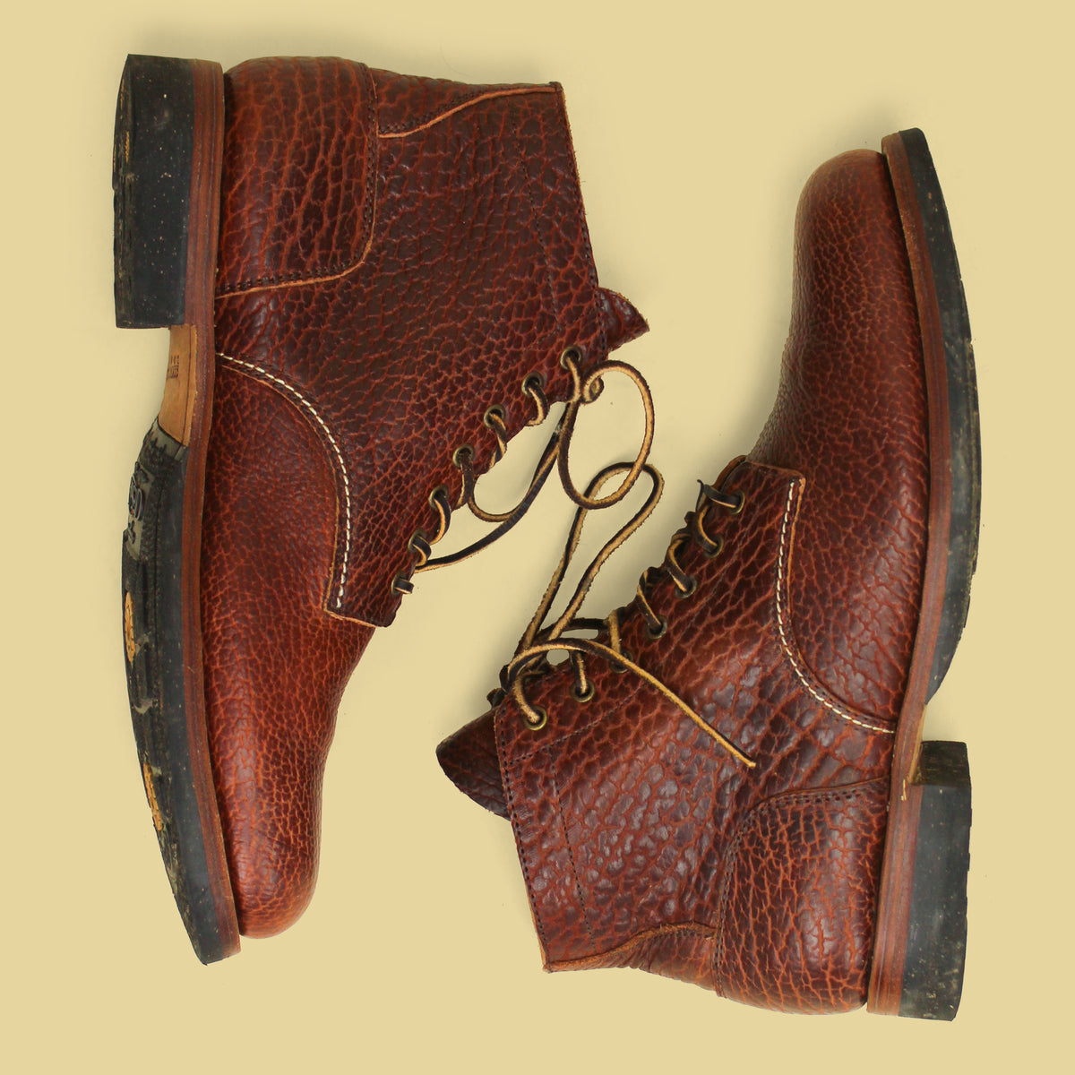Renav Goods Co. Law Tanning Bison Leather Service Boots 44