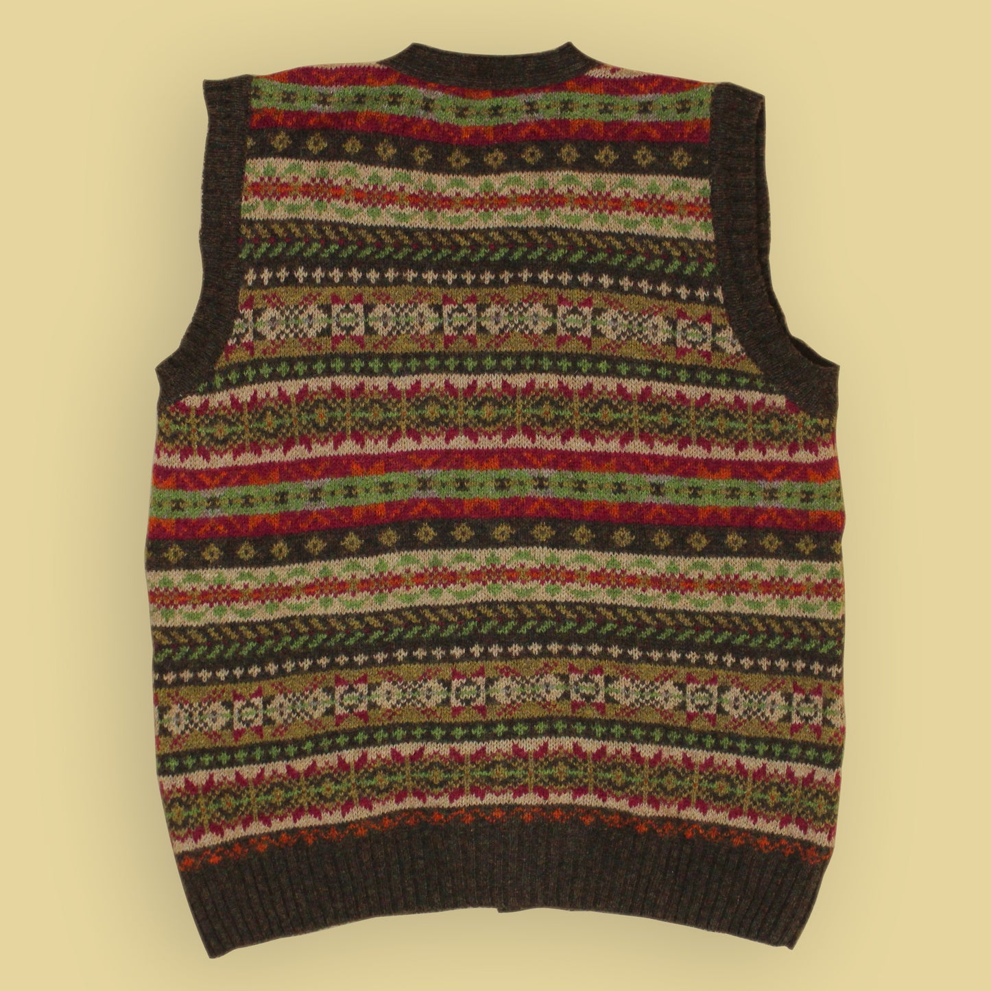 Harley of Scotland Fair Isle Shetland Wool Cardigan Sweater Vest