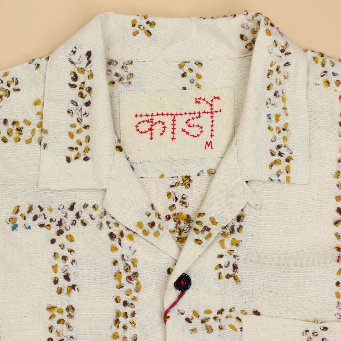 Kardo Paiwand Embroidered Khadi Cotton SS Ronen Shirt