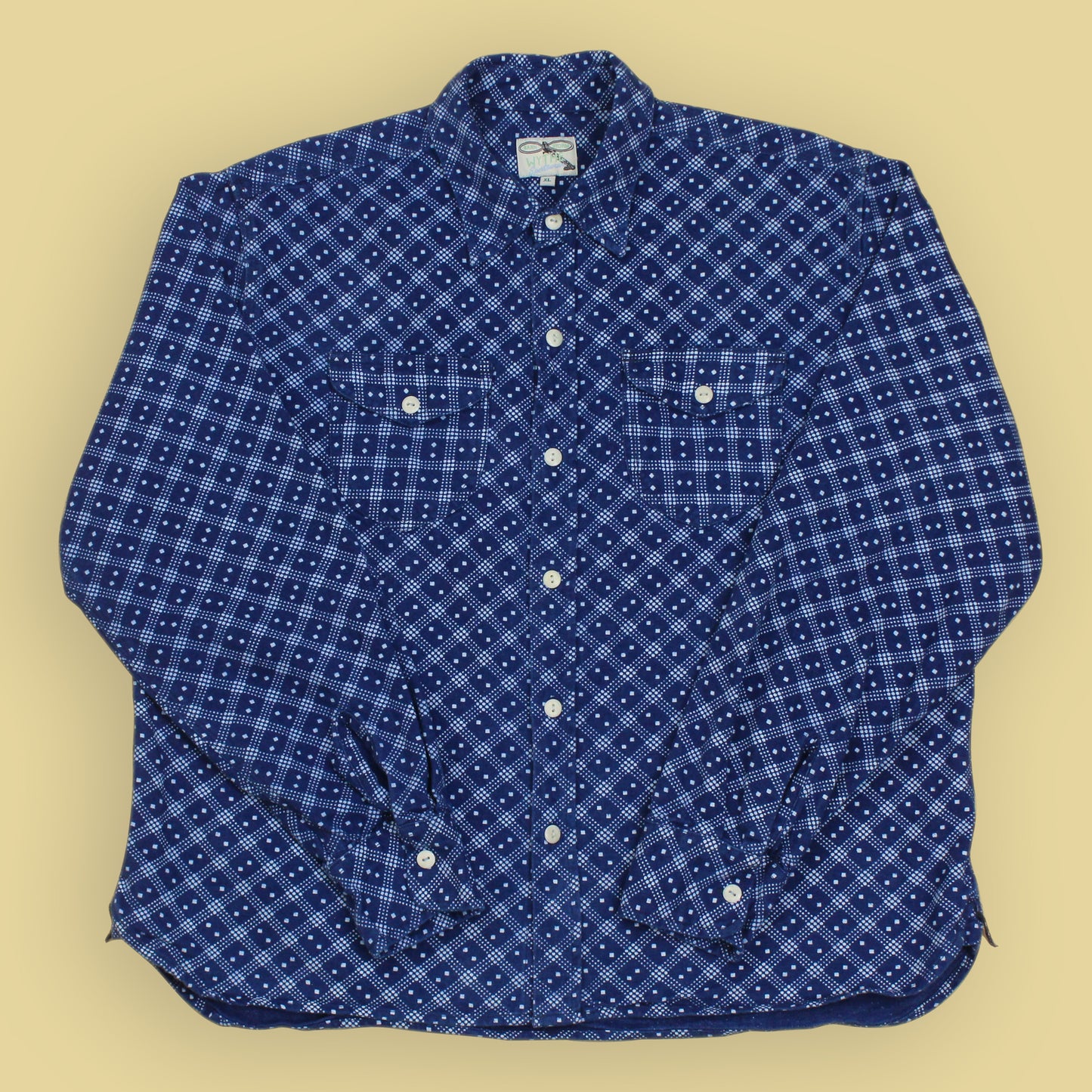 Wythe Indigo Discharge Print Cotton Flannel Work Shirt