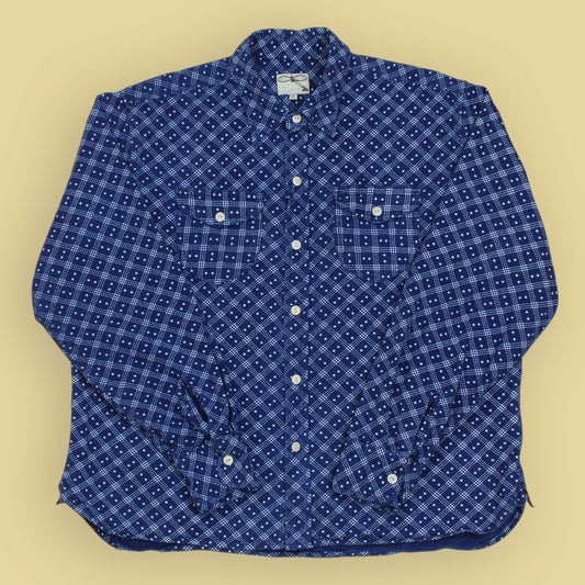 Wythe Indigo Discharge Print Cotton Flannel Work Shirt