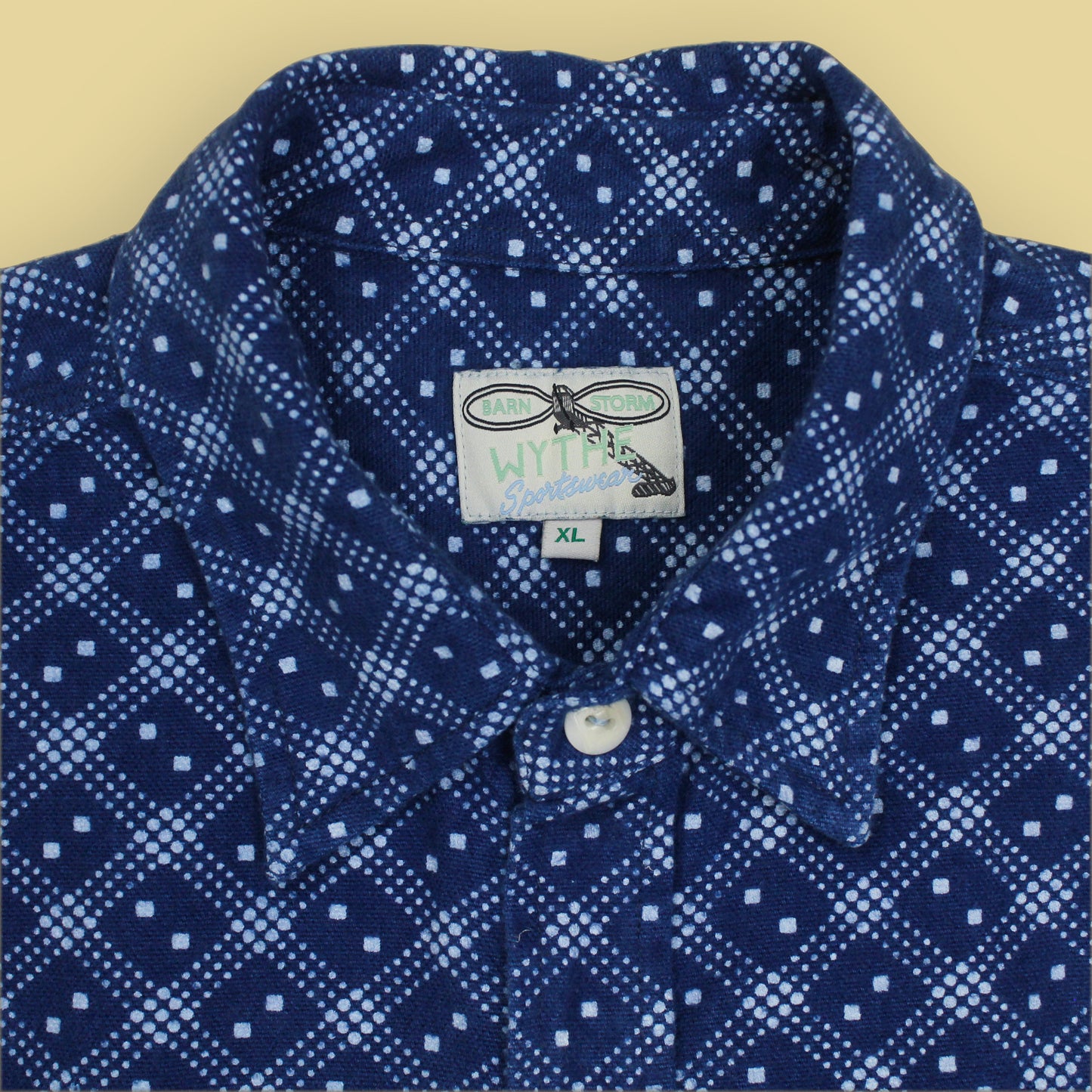 Wythe Indigo Discharge Print Cotton Flannel Work Shirt