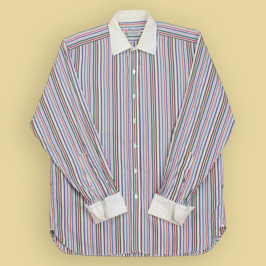 Turnbull & Asser Variegated Stripe Cotton Contrast Cotton French Cuff Shirt