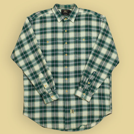 Double RL Plaid Cotton Flannel Work Shirt