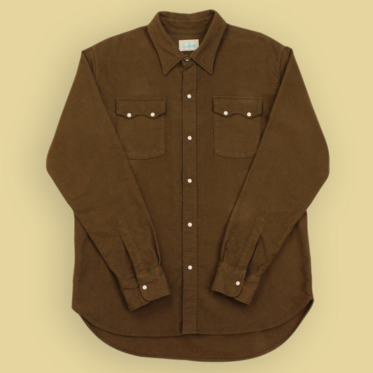 Wythe Bear Brown Moleskin Cotton Pearl Snap Western Shirt