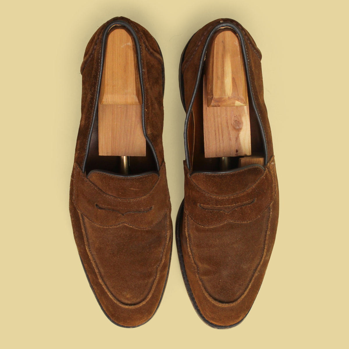 Ralph Lauren Purple Label Chocolate Suede Penny Loafers 10.5