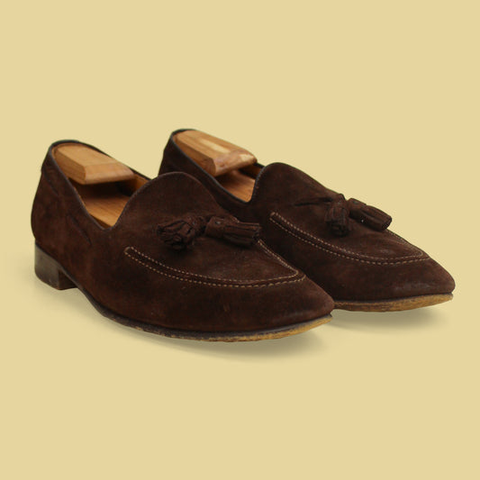 Ralph Lauren Purple Label Chocolate Suede Tassel Loafers 11