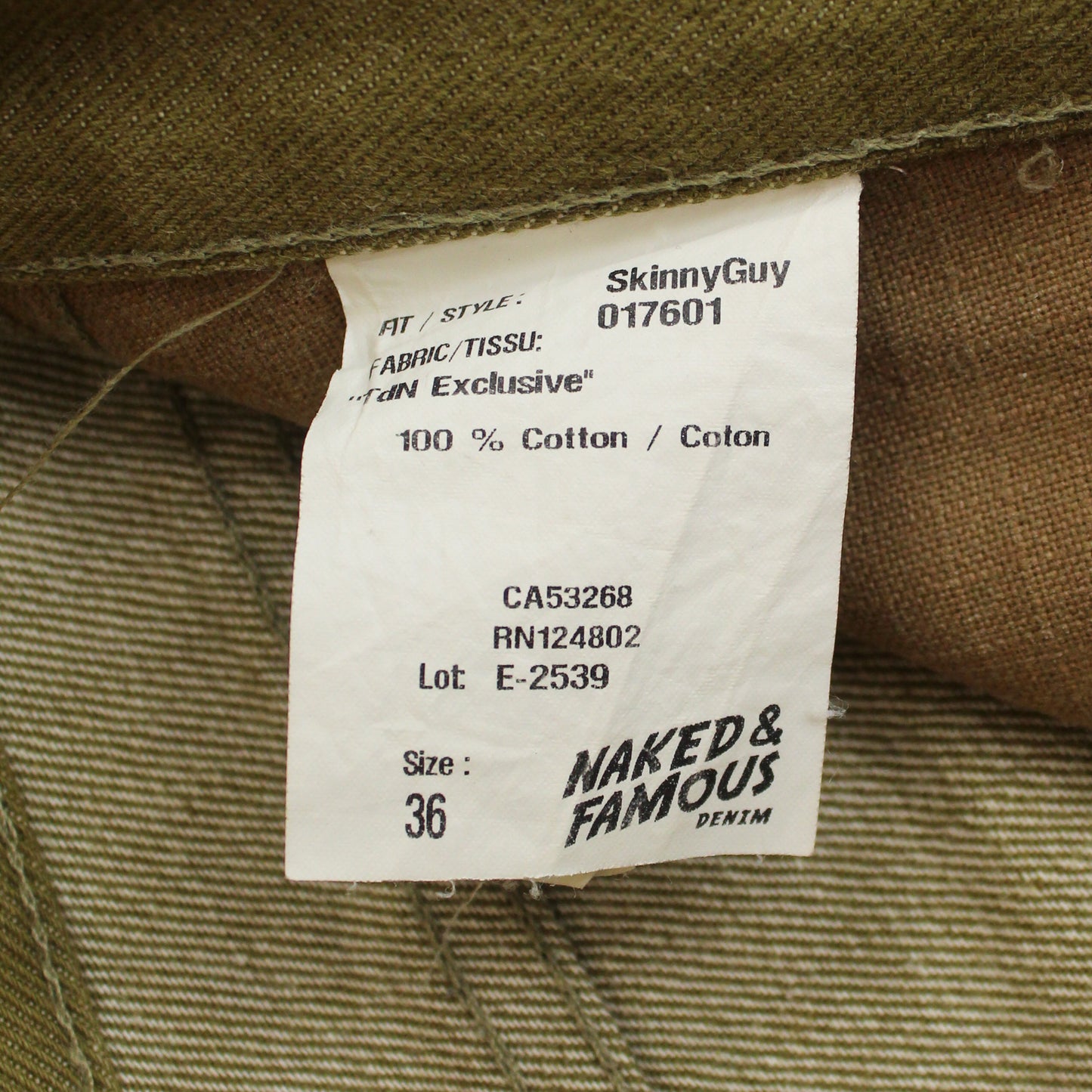 Naked & Famous x Tenue De Nimes 13oz Olive Selvedge Denim Skinny Guy Jeans