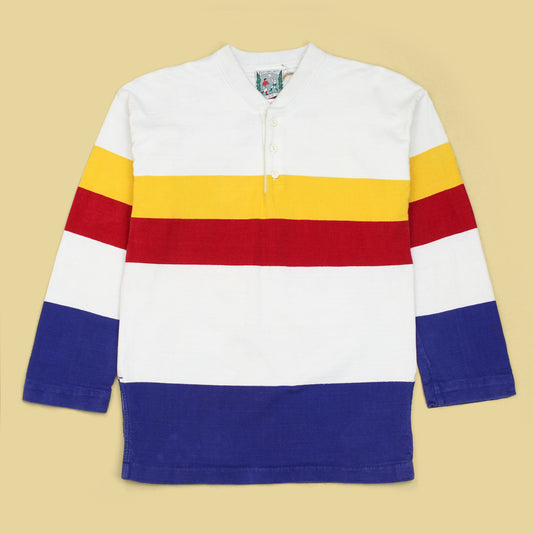 Vintage Thatcher & Cross Rugby Stripe 3/4 Sleeve Henley Shirt
