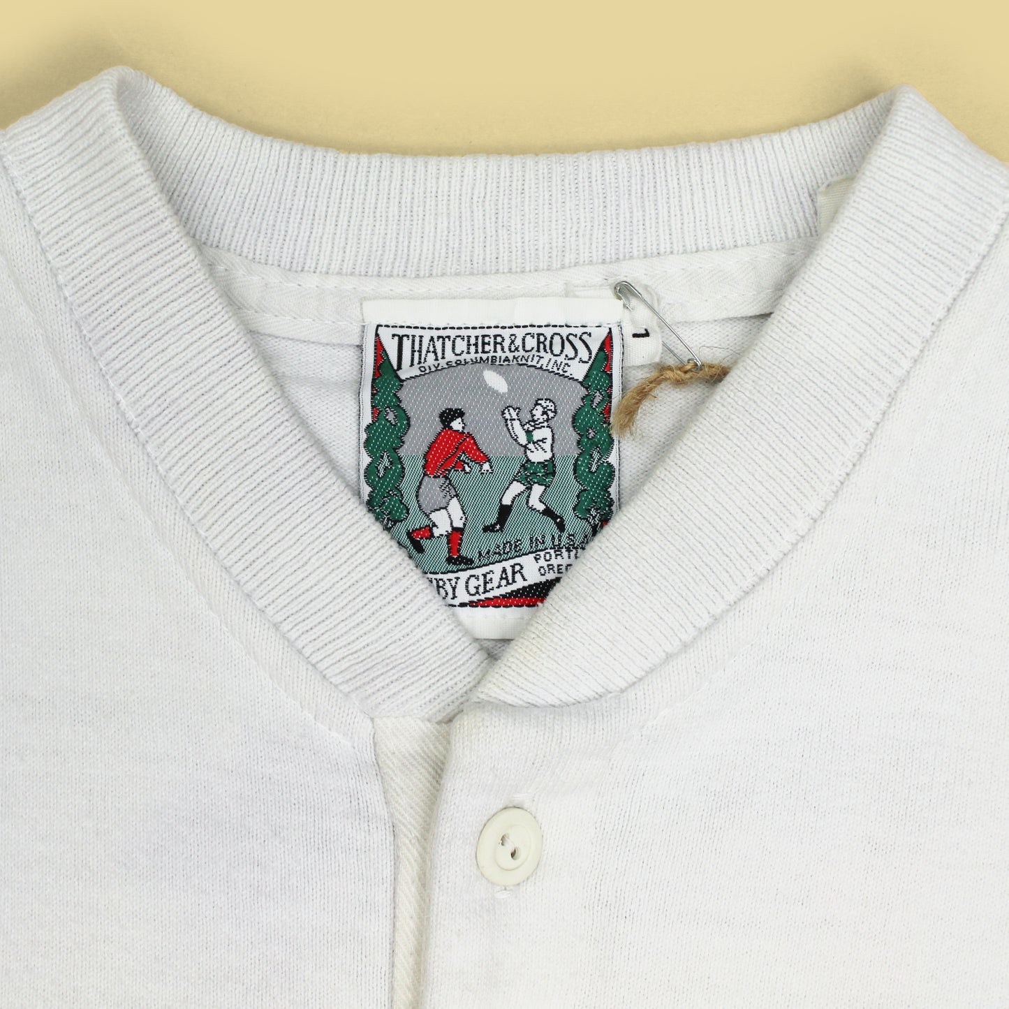 Vintage Thatcher & Cross Rugby Stripe 3/4 Sleeve Henley Shirt
