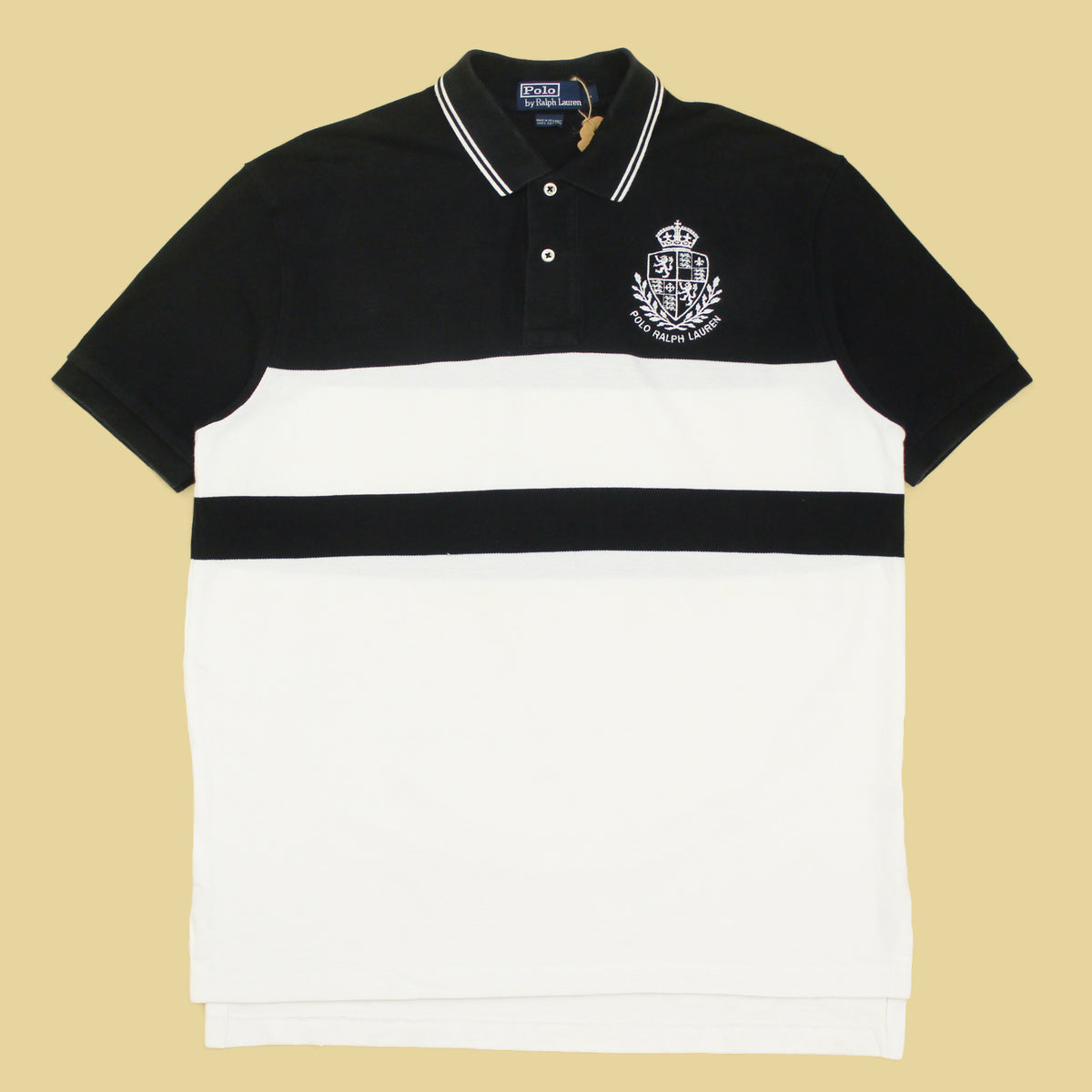 Polo Ralph Lauren Embroidered Crest Block Stripe Pique Knit Polo Shirt