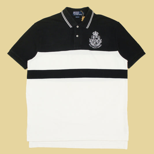 Polo Ralph Lauren Embroidered Crest Block Stripe Pique Knit Polo Shirt