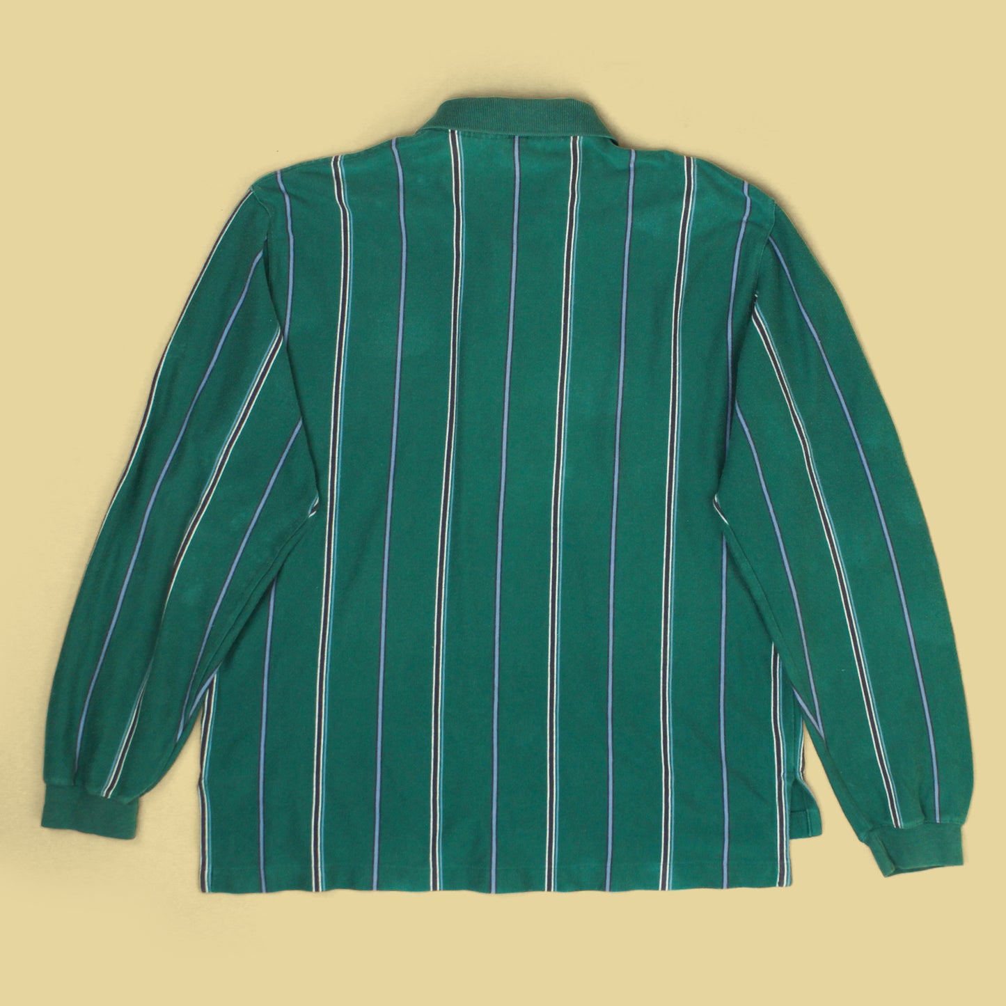 Vintage Eddie Bauer Vertical Stripe Cotton Jersey Long Sleeve Polo Shirt