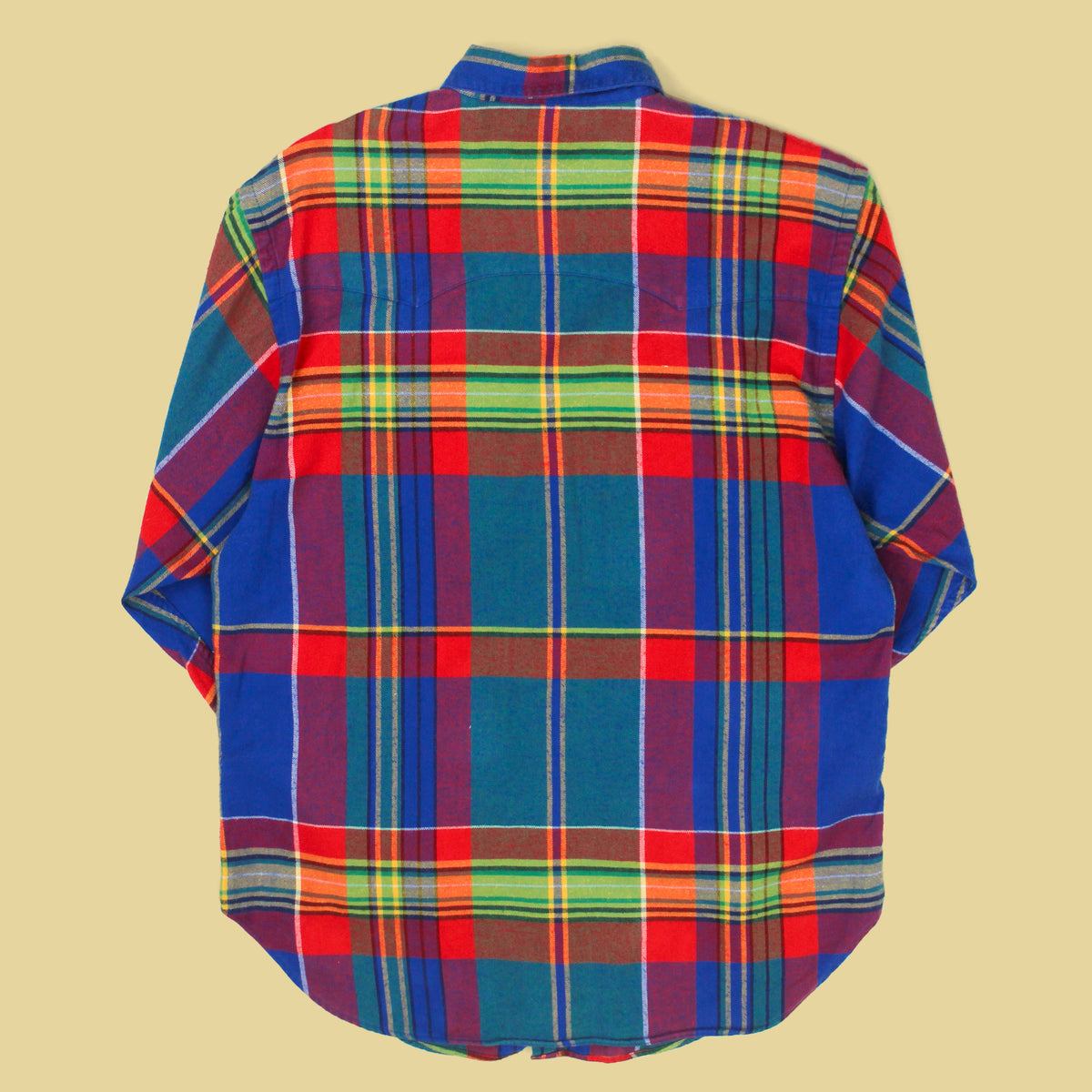 Vintage Polo Country Plaid Cotton Flannel Pearl Snap Western Shirt