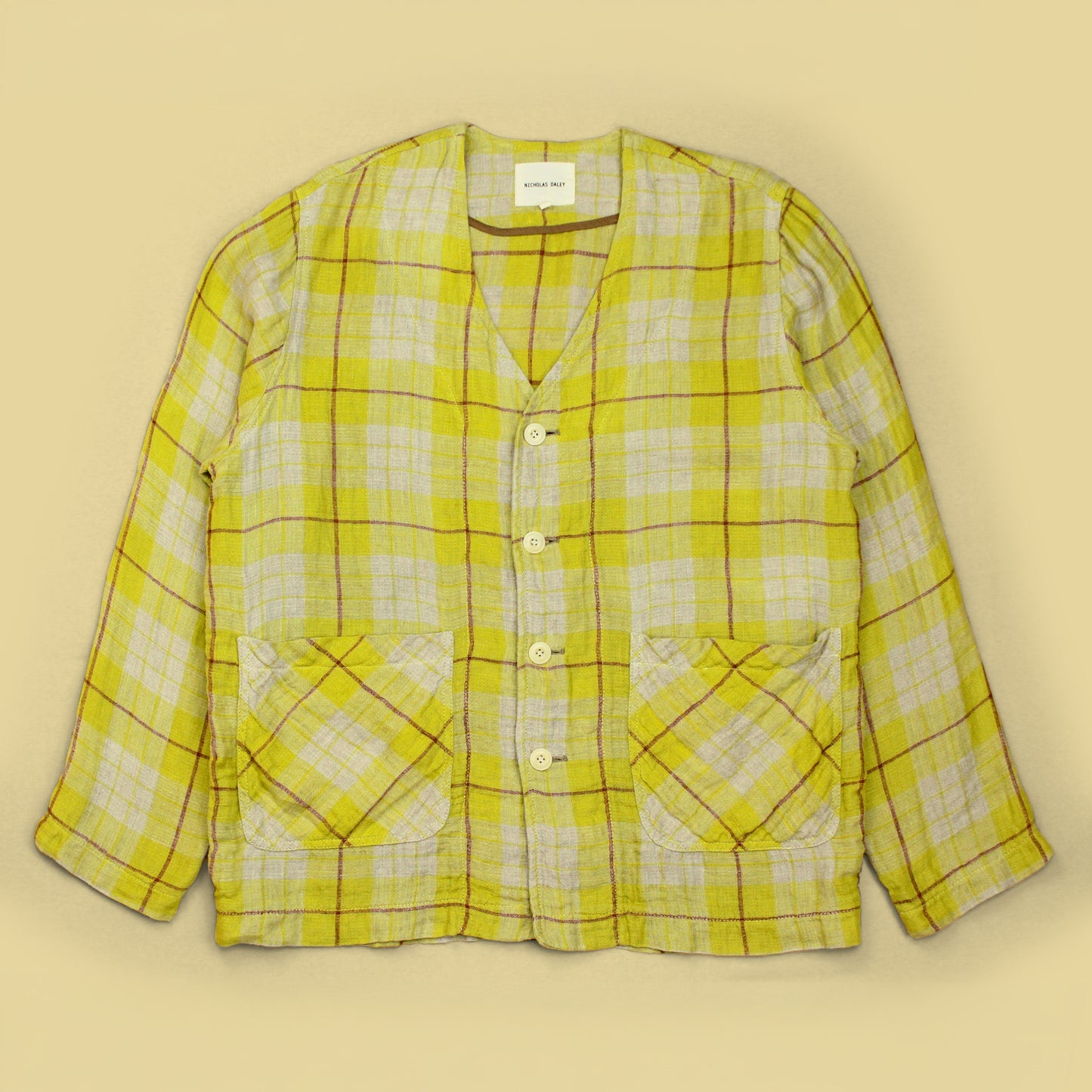 Nicholas Daley Check Linen Cardigan