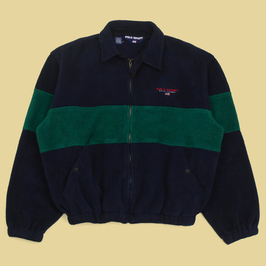 Vintage Polo Sport Block Stripe Fleece Harrington Swing Jacket