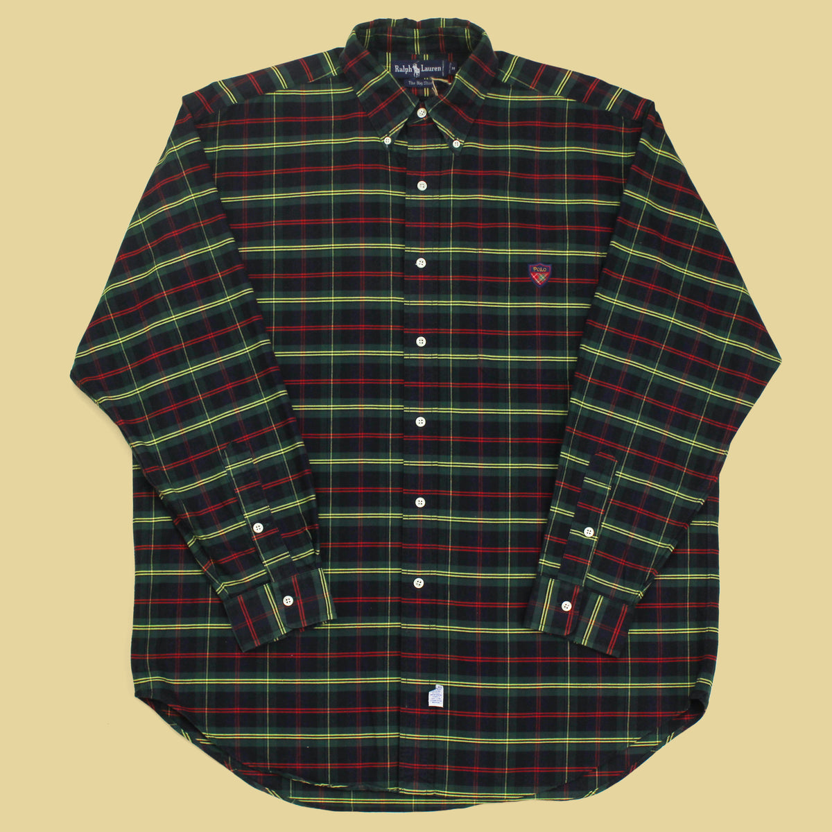 Vintage Polo Ralph Lauren Tartan Cotton Crest Embroidered Button-Down "Big Shirt"